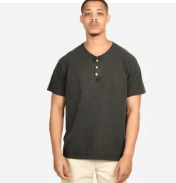 GOOD ON T-shirts*Henley Tee Black