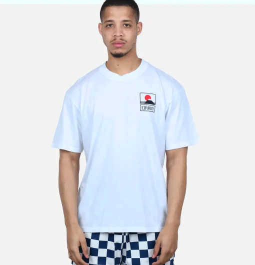 EDWIN T-shirts*Sunset On Mt Fuji Tee White
