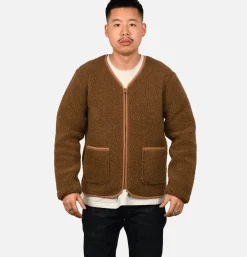 COLDBREAKER Sweats & Polaires*Zip Up Vee Cardigan Bark